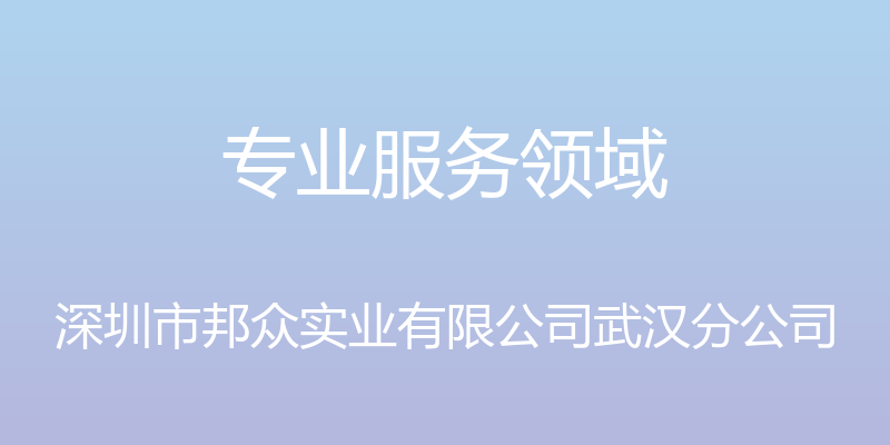 专业服务领域 - 深圳市邦众实业有限公司武汉分公司